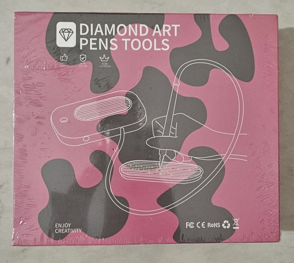 Electric Diamond Painting Pen Kit LED USB Rechargeable Diamond Art Tools Pink...